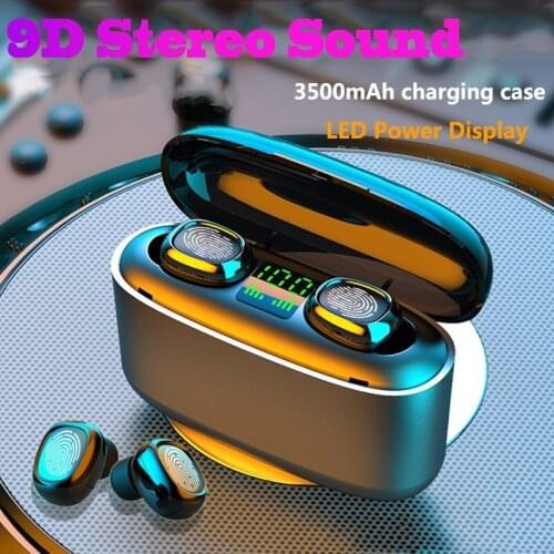 Wireless Headphones TWS Bluetooth Earphones 5.0 with Mic Sports Waterproof Headsets Touch Control Mini In-ear Music Earbuds