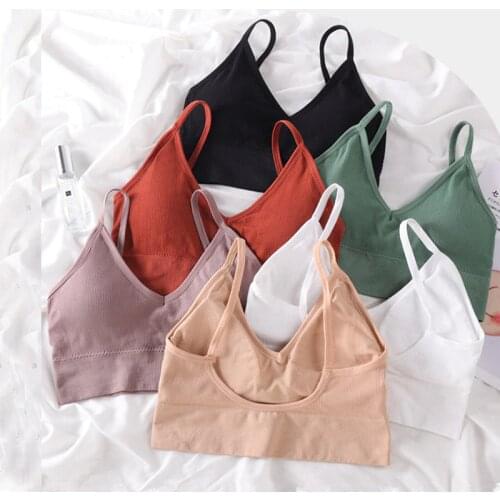 Cotton Bralette Sexy Backless Bra Girls Padded Crop Top Black White Unlined Underwear Wireless Bras For Women Female Lingerie