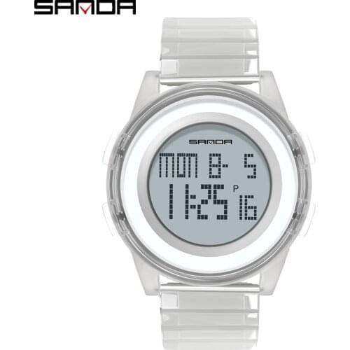 SANDA Top Brand Electronic Watch Youth Outdoor Sports LED Watches Fashion Creative Transparent Strap Mens Womens Wristwatch