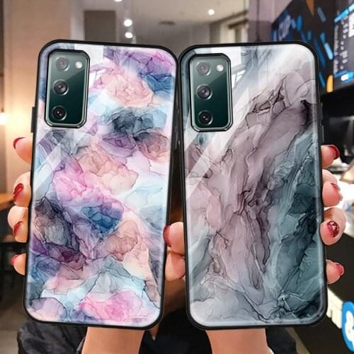 For Samsung Galaxy A71 A51 A70 A50 A21S A12 A52 A42 A31 Case Watercolor Marble Pattern S21 Ultra S20 FE S10 Plus Cover Capa