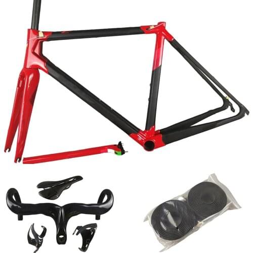 Black Red C64 Road Frame Full Carbon Fiber Road Bike Frames Bicycle Frameset Handleabr Saddle Bottle Cages Concept V3Rs