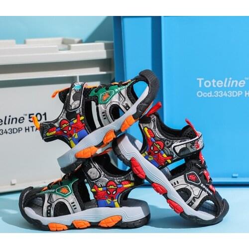 Disney childrens cartoon spiderman non-slip soft bottom boy beach shoes summer sandals student sports sandals