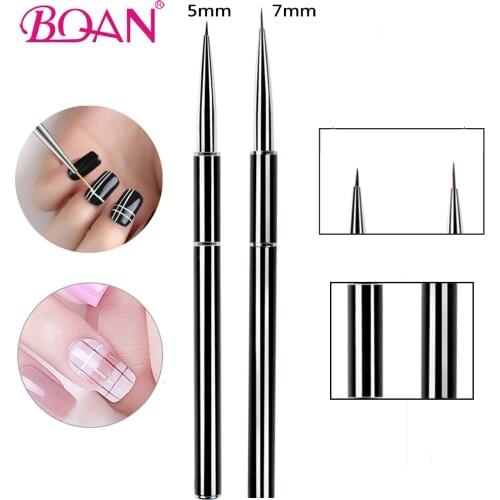 BQAN 1 PC Black Handle Nail Liner Brush Ultra Thin 5/7mm Brush Painting Flower Design Stripe Lines DIY Drawing Pen Manicure Tool