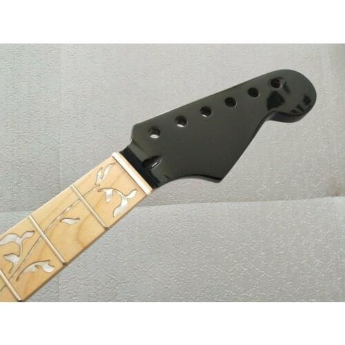 Maple fretboard 24 Fret inlay tree maple Black Electric Guitar Neck Guitar Parts