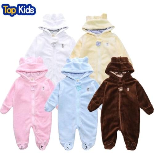 Cartoon Coral Fleece Newborn Baby Romper Costume Baby Clothes Animal Overall Winter Warm Long sleeve Baby Jumpsuit MBR017