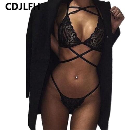 2Pc Lingerie Sexy 2019 Underwear Women Lolita Bandage Lace Bra And Panty Set Bralette Female Transparent Fascinated G-string