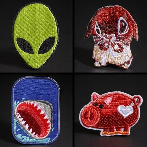 Cute hamster Piggy animals clothing patches Alien shark cartoon Badge ironing for clothes Children students garment accessories