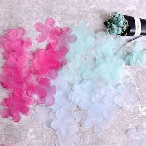 200PCS/Pack White Pink DIY Handmade 3D Organza Flower Wedding Dress Ingredients Pyrographic Eugen Yarn Headwear Veil Materials