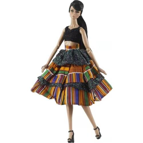 Fashion 11.5" Doll Clothes For Barbie Doll Outfits Set Black Vest Top Skirt 1/6 BJD Dollhouse Accessories Kids & Baby Toys Gifts