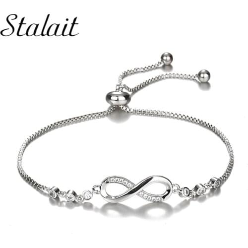 Trendy Infinite Love Adjustable Bracelet Jewelry For Women 8 Letter White Gold Color Charm Bracelet & Bangles Gift Accessories