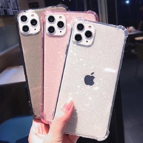 MrenewedM 12 Pro Transparent Glitter Case For iPhone 11 XR XS Max 7 8 Plus Ultra Thin Clear Soft Silicone Shockproof Phone Cover