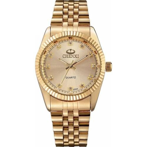 2021 Luxury Business Gold Waches Men Diamond Watches Chenxi Stainless Steel Band Analog Quartz Wristwatches Relogio Masculino