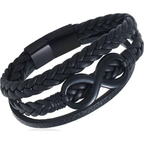 8 Letter Braided Hand Made Mens Bracelets 2020 For Men Jewelry Charm Black Wrap Bracelet Accessories Wholesale