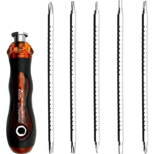 6-in-1 multi-purpose double head retractable bit, 6mm chrome vanadium steel screwdriver set, household hardware combination tool