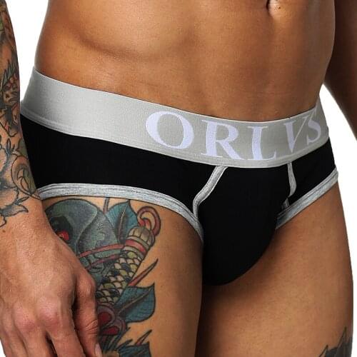 ORLVS Brand 50PC/LOT Wholesale Men Underwear Sexy Briefs Mesh Quick Dry Breathable Comfortable Underpants Men Briefs Cotton