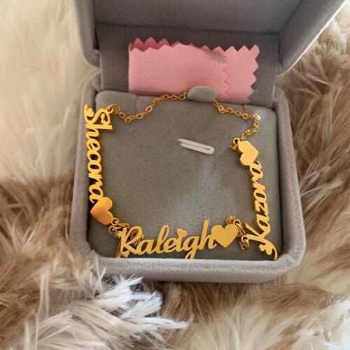 Custom Multiple Name Necklace Stainless Steel Personalized Name Pendant Family Jewelry For Mom Dad Mothers Day Gift Collana