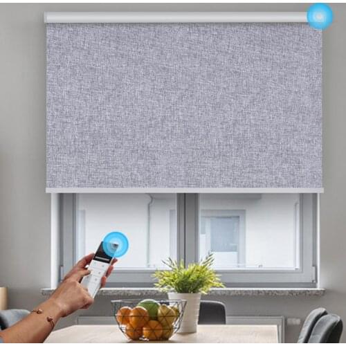 Cloth Grain Series Full Blackout Roller Blinds Rechargeable System Electric Wireless Window Shades for Home Office