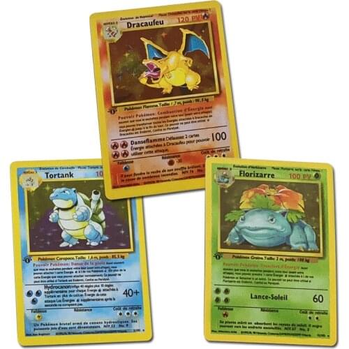 Pokemon First Edition 1996 Years DIY French Card Venusaur Charizard Blastoise Anime Figures Flash Pokemon Cards Collection Cards