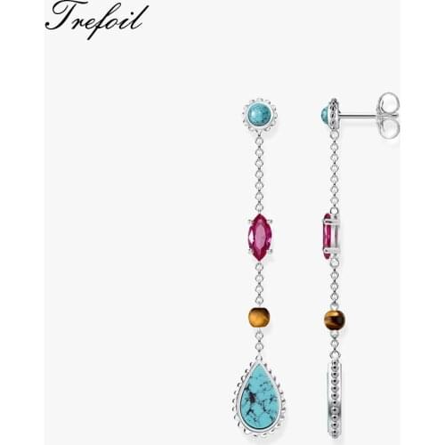 Earrings Riviera Color Stones Water Drop Shape 2021 Brand New Fine Women Jewelry Europe Style 925 Sterling Silver Eardrop Gift