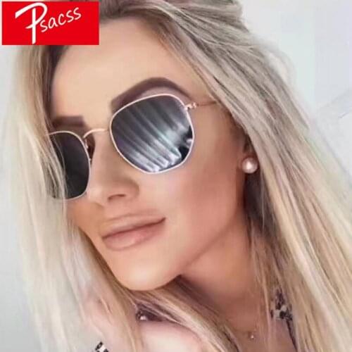 Psacss Sunglasses Women Men Retro Metal Sun Glasses Womens Fashion Brand Designer Vintage Mirror Oculos De Sol Feminino UV400