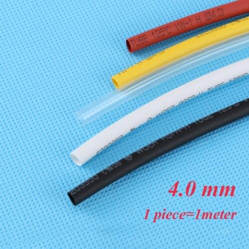 1m /pcs 4mm Heat Shrink Tubing Wire Wrap Heat-Shrink Tube 2:1 Thermo Jacket Insulation Matierial Black White Yellow Clear Red