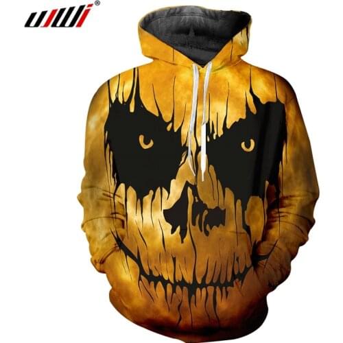 UJWI Halloween Fears 3D Golden Pumpkin Hoodie Jumpers Halloween Costumes Fall/winter Hoodies For Men/women Regular 5XL