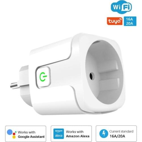 Tuya Smart Plug 16A/20A EU Wifi Smart Socket Smart Home Wifi Wireless Socket Outlet Remote Control Works With Alexa Google Home