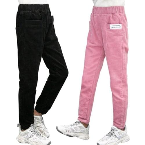 Girls Corduroy Pants Solid Color Girls Trousers Thick Warm Childrens Trousers Winter Autumn Clothes Girl