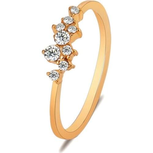 Vintage Stackable Rings For Women Thin Gold Color Stacking Dainty Tail Ring Classic Crystal Rings