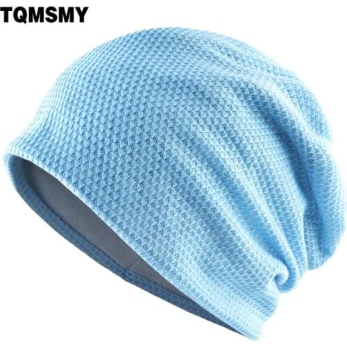 Knitted Mesh hats For women spring beanies double layer Turban hat Casual Unisex Hip Hop caps men Autumn Solid color cap Bonnet