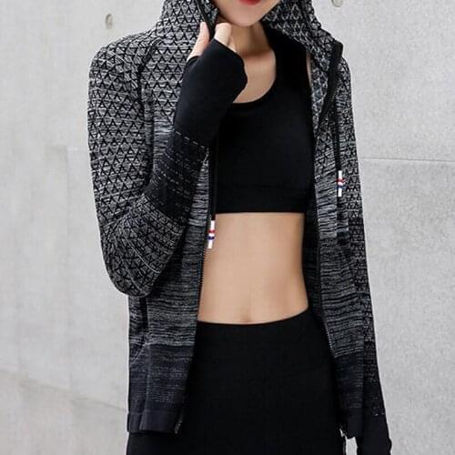 Women Hooded Top Fitness Gym Top Women Long Sleeve Shirts Workout Top Running Coat Autumn Sports Jacket Sportswear