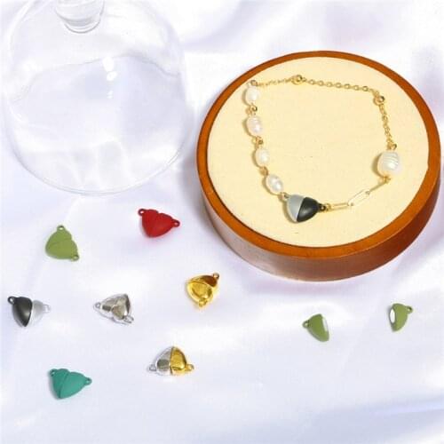 E56A 10 Pieces Love Creative Magnetic Connected Clasp Bead Charm for Jewelry Accessories Bracelet Hair Rope DIY Magnet Buckle
