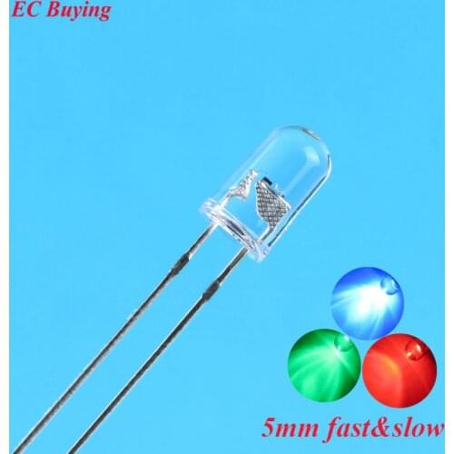 100 pcs Clear 5mm RGB Slow/Fast Flashing Red Green Blue Multicolor Flicker 5 mm Light Emitting Diode LED Lamps Blinking