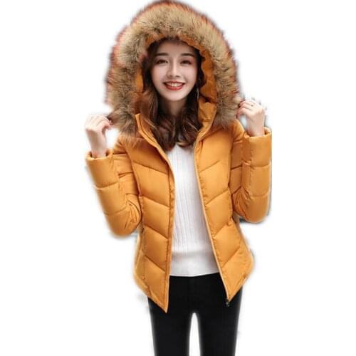 2018New Arrival Fashion Women Short Parkas Female Hooded Large Fur Collar Down Cotton Jacket Women Padded Winter Women Coat Q715