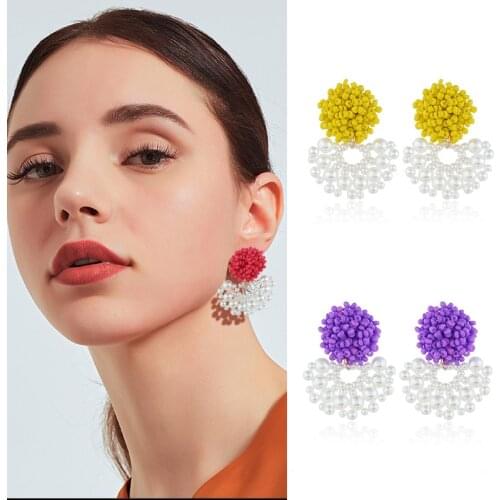2019 fashion Vintage Women Dangle Earrings Pearl Earrings Bohemian Geometry Drop earrings Jewelry