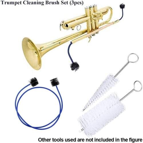 3pcs / Set For Trumpet Trombone Brass Bubble Nozzle Cleaner Valve Brush Rod Cleaning Kit Wind Musical Instrument Accessories