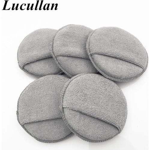 5" Round Car Care Microfiber Pocket Sponge,Auto Wax Applicator Pad,Car Detailing Hand Polishing Pad