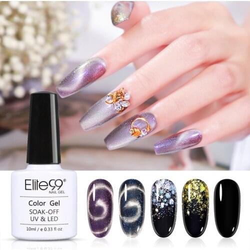 5PCS)Elite99 3D Chameleon Cat Eye Auroras Gel Set 10ml Color Gel Polish Primer Effect Magnetic Soak Off Gel Varnish Black Base