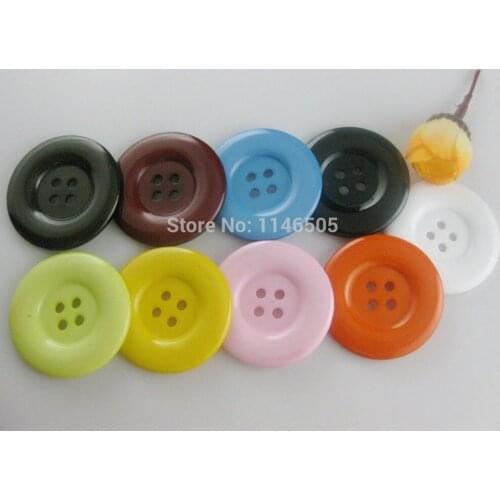 50pcs/lot Fashion Resin Round Big Button 38mm (60L) Dia With Four Hole Sewing Craft DIY Accessorie For Bag Garment