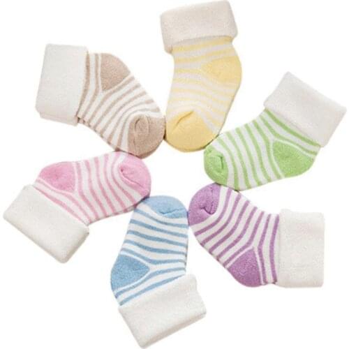 3pairs/Lot Toddler Fashion Stripe Socks Baby Soft Cotton Socks Infant Warm Socks 0-24M