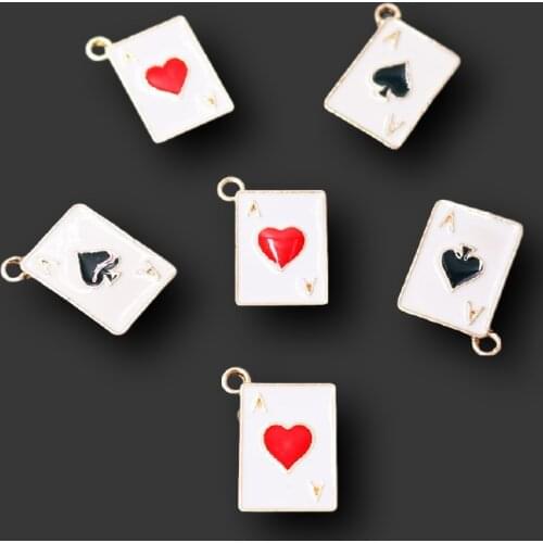 6pcs Enamel Poker Charm Double Color *A* Metal Pendants DIY Lucky Earring Bracelet Jewelry Handicraft Making 19*12mm A2298
