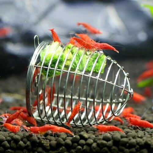 Aquarium Crystal Shrimp Small Bait Cage Feeder Dry Spinach Feeding Stainless Steel Cage Basket Ornamental Shrimp Feeding Tool
