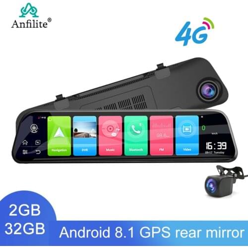 Anfilite 12 Inch Dash Camera Android 8.1 2GB+32GB 4G WiFi GPS ADAS Rear Mirror 24H Parking Monitor FHD Car Video Recorder