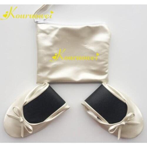Free Shipping! Women black ballet flats fold up roll up shoes with bag wholesale cheap price