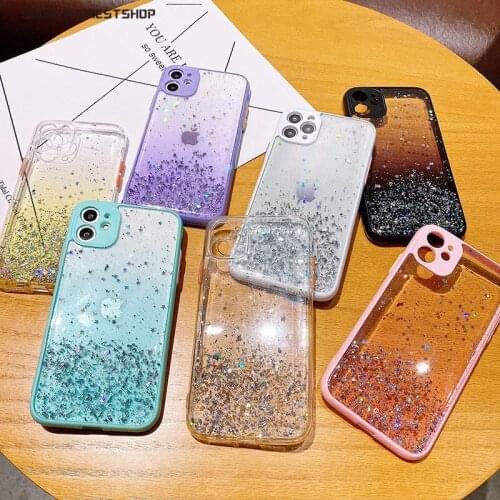 Newest Glitter Sparkle Cute Stars Shockproof Soft TPU Silicone Case For iPhone 12 Mini 11 Pro Max XS MAX XR XS 6 7 8 Plus Cover