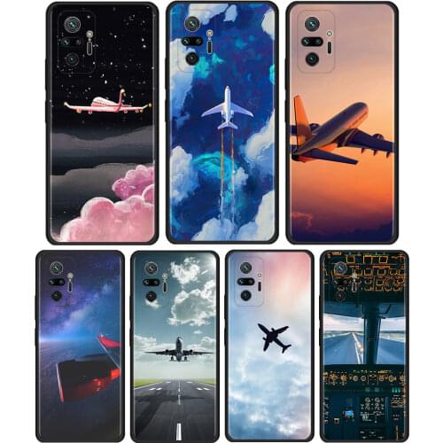 Travel Plane Cover For Xiaomi Redmi Note 10 Pro 8T 9T 7 8 9 Pro 9S 10 5G 9A 8 Pro Cell Phone Case Black Soft Shell Coque