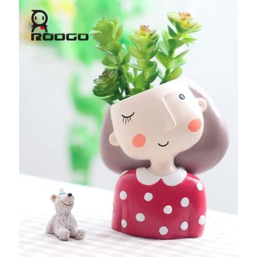 ROOGO Flower Pot For Succulents Home Garden Decoration Planters Pots Cute Flowerpot Desktop Planter Decor Accessories Bonsai Pot