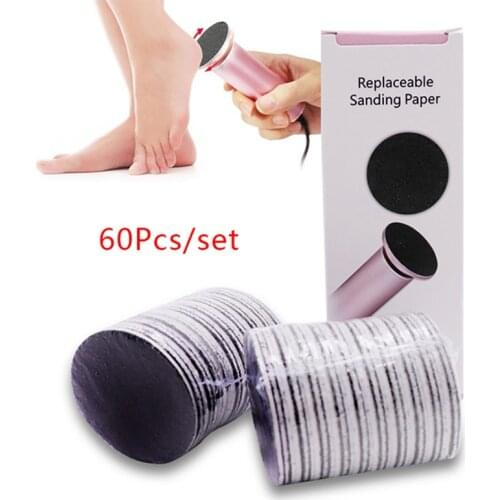 60pc Replaceable Sandpaper Disc Cuticle Callus Remove Tool For Electric Foot File Callus Hard Remove Dead Skin Pedicure Tool