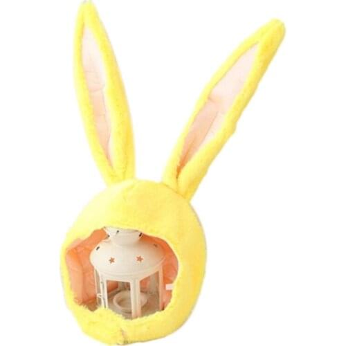 Women Men Funny Plush Bunny Ears Hood Hat Cute Rabbit Eastern Cosplay Costume Accessory Soft Warm Headwear Halloween Party Photo