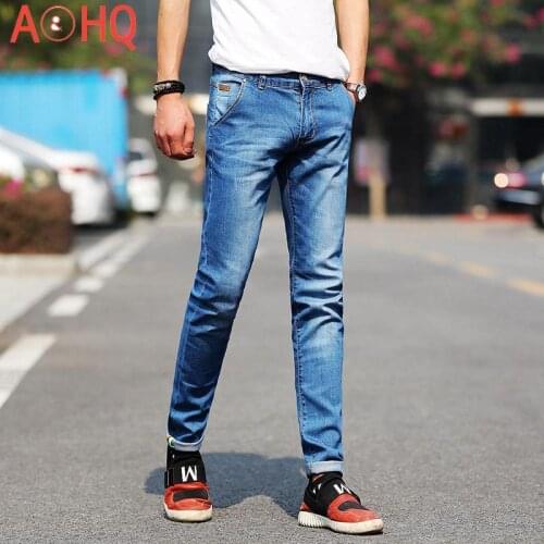 Black Jeans Men Skinny Stretch Fashion Solid Denim Classic Blue Khaki Gray Slim Fit Brand Jeans Male Trousers New